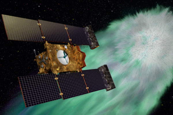 Artist's concept of NASA's Stardust-NExT mission, which flew by comet Tempel 1 on Feb. 14, 2011.