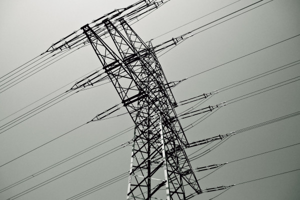 Powerlines suspended by a pylon