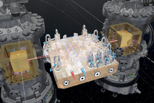 At the core of LISA Pathfinder are the two test masses: a pair of identical 46 mm goldplatinum cubes, floating freely, several millimetres from the walls of their housings. The cubes are separated by 38 cm and linked only by laser beams to measure...