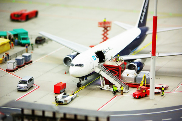 Airplane on the ground at an airport.