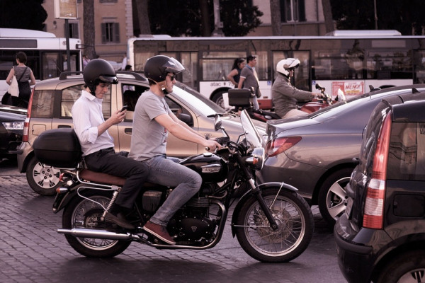 Motorbike in traffic