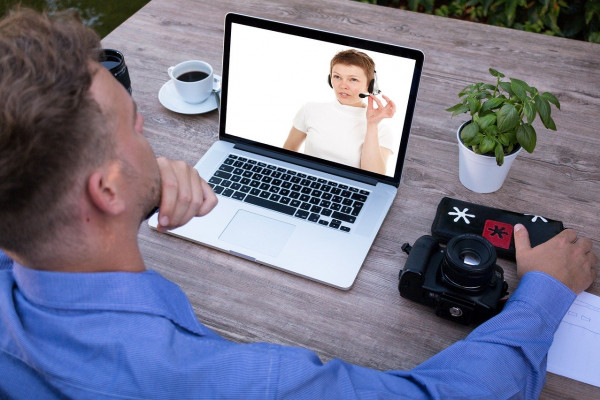A person on a video call.