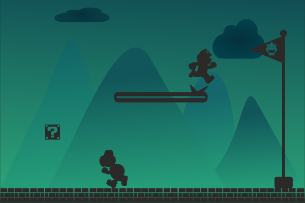 Super Mario in silhouette