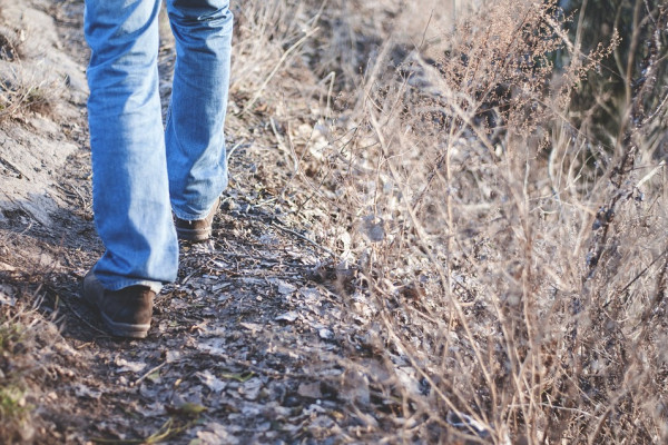 Walking on a trail