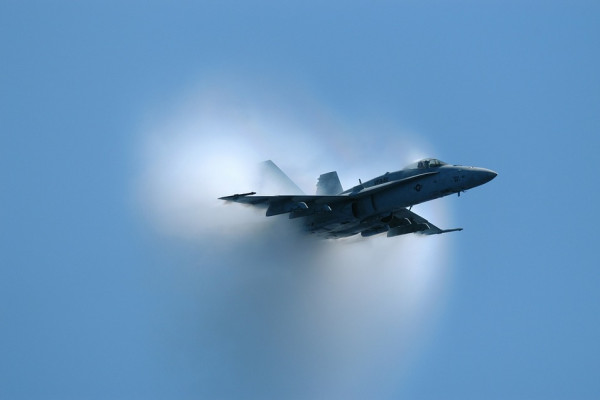 Plane creating a sonic boom