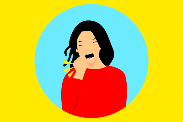 Clip art of a woman coughing