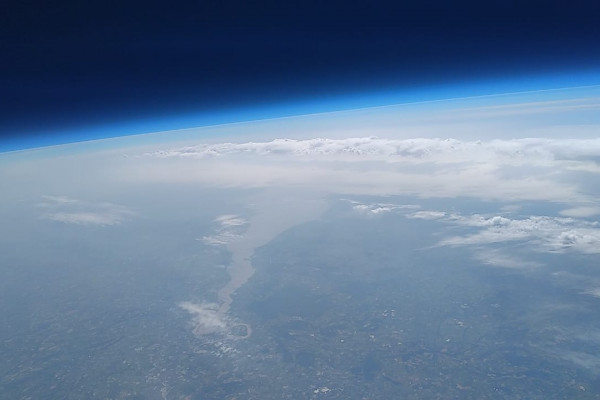 View over the Bristol Channel, England from The Naked Scientists Space Balloon