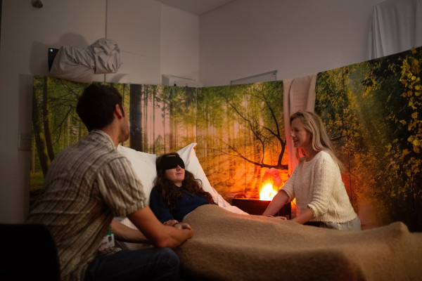 A treatment room in a psychedelic therapy trial.