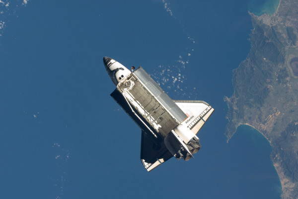 Aerial shot of Atlantis shuttle