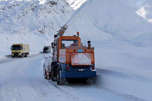 Truck on icy road