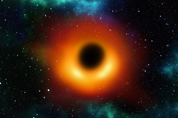 Artists impression of a black hole in space