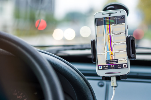 Phone GPS navigation in a car