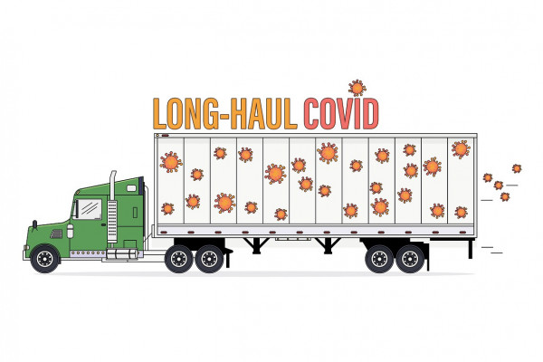 Cartoon truck representing the Covid-19 long haul