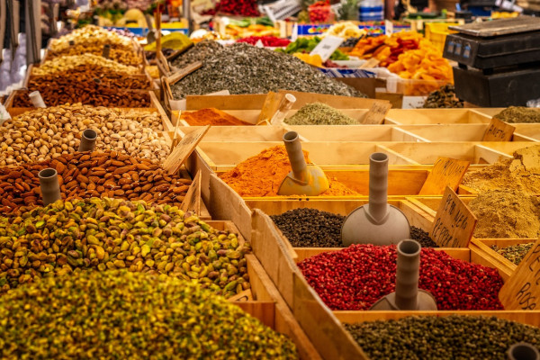 Spices on sale at a market
