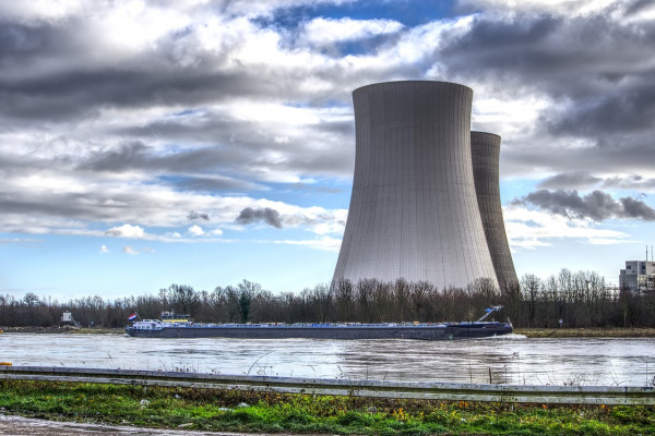 Two nuclear power cooling towers