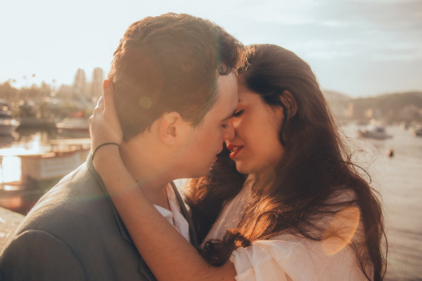 A man and woman kissing