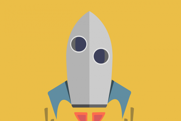 A cartoon rocket