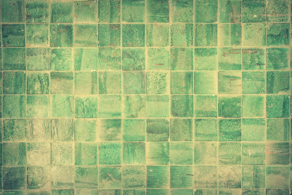 Green tiles in a pattern