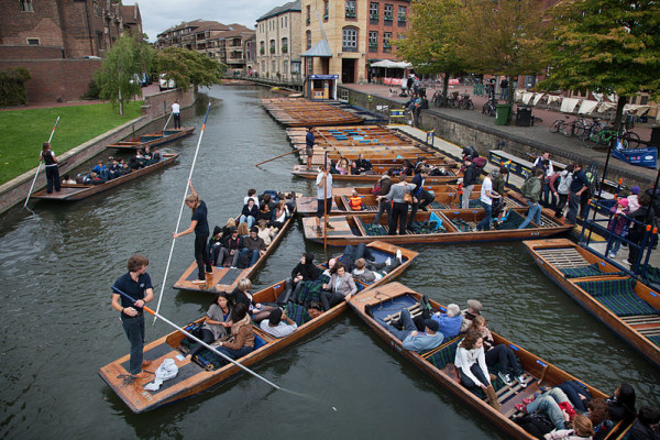 Punting pile-up in Cambridge