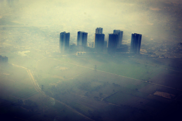 Air pollution above a city