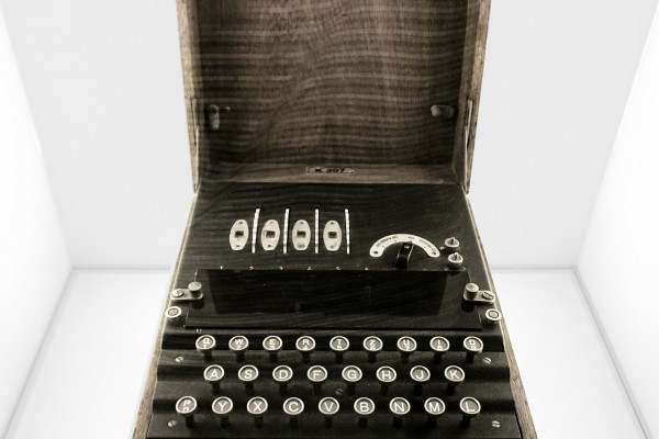 An enigma machine, used by German forces in the Second World War to send coded messages