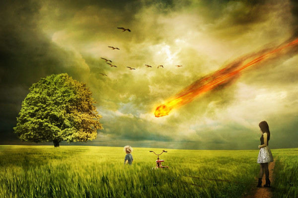 Meteorite crashing to earth