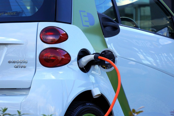 This is a picture of an electric car being charged