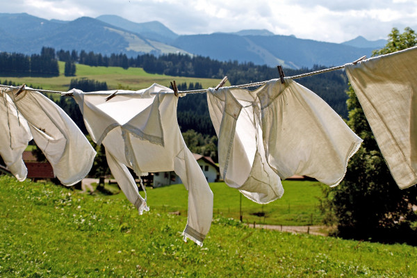 Shirts drying on a washing line