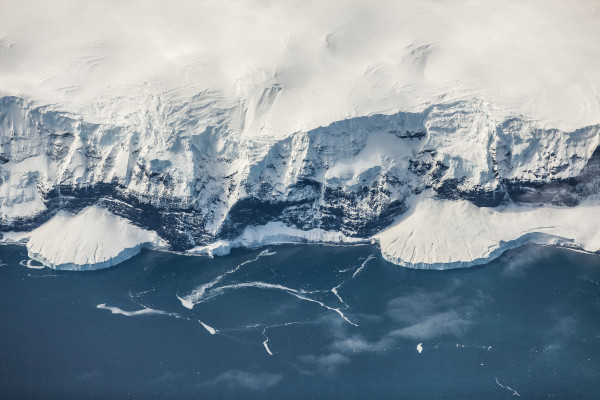The coast of Antarctica from a bird's-eye view.