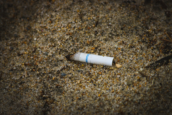 Cigarette butt on the ground
