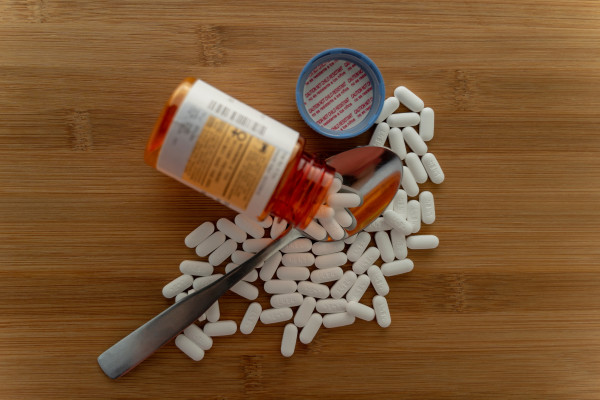 Pills lying on a table