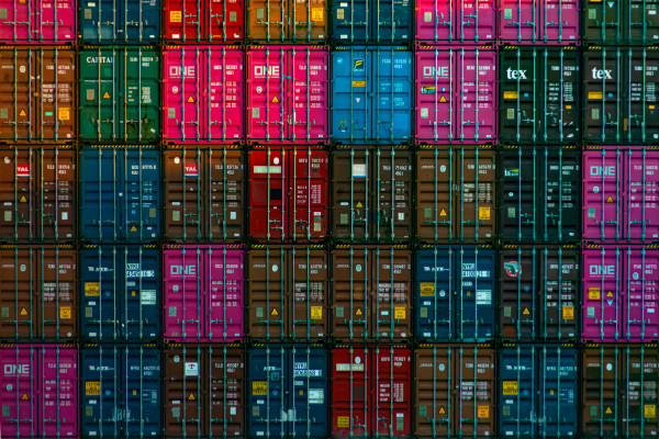 Shipping containers stacked up