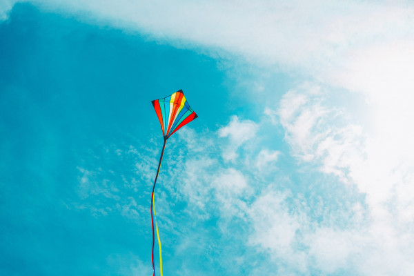 Kite flying in a blue sky