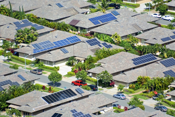 Solar panels on household roofs