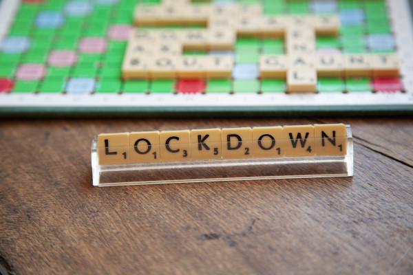 image of phrase lockdown in Scrabble tiles