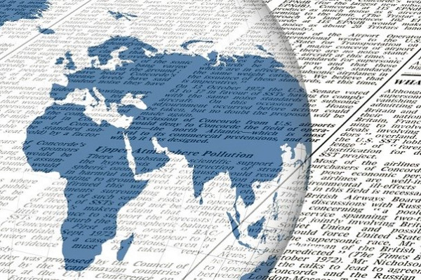 image of a newspaper and a globe