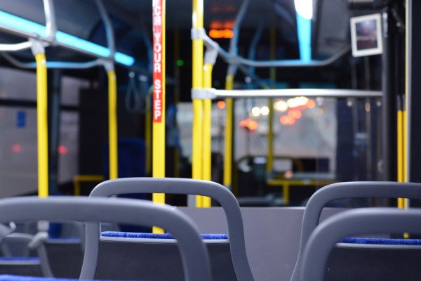 image of inside an empty bus