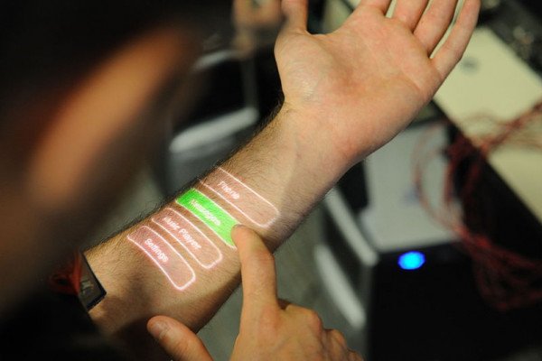 Digital screen on human forearm