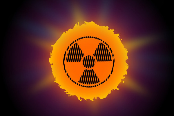 Nuclear logo over the sun
