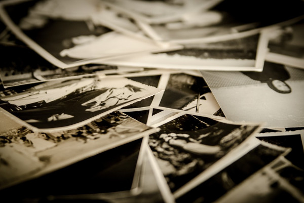Pile of old, black and white photographs