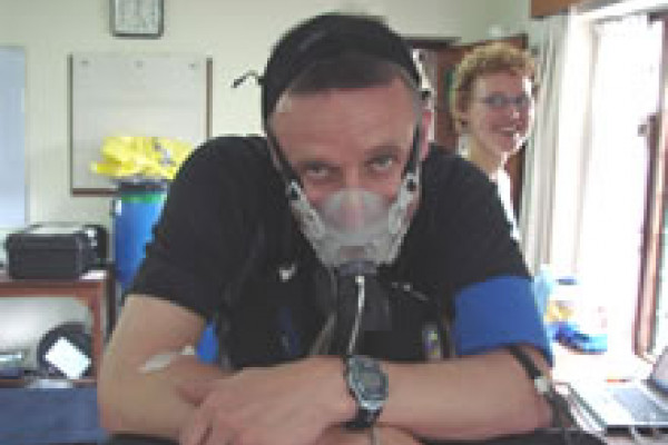 Richard Turner participating in \x-treme Everest\, an initiative to understand how the body tolerates low oxygen conditions.