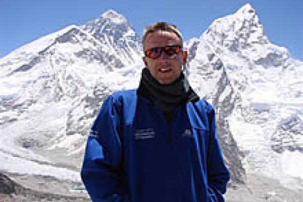 Richard Turner at Everest Base Camp as part of the extreme Everest expedition to understand how the body handles hypoxia (low oxygen).