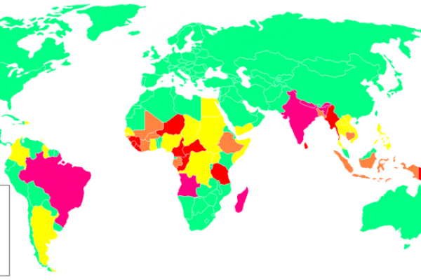 World distribution of leprosy in 2003