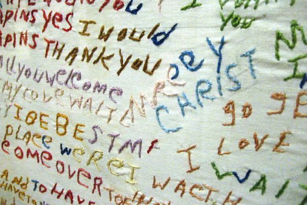 A schizophrenic patient at the Glore Psychiatric Museum made this piece of cloth and it gives us a peek into her mind.