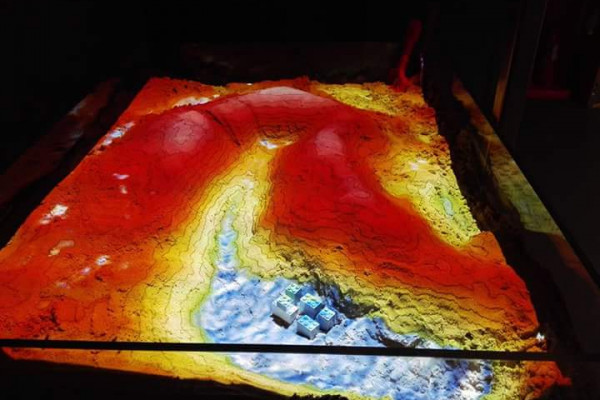 The augmented reality sandpit can be used to model water flow in real time.