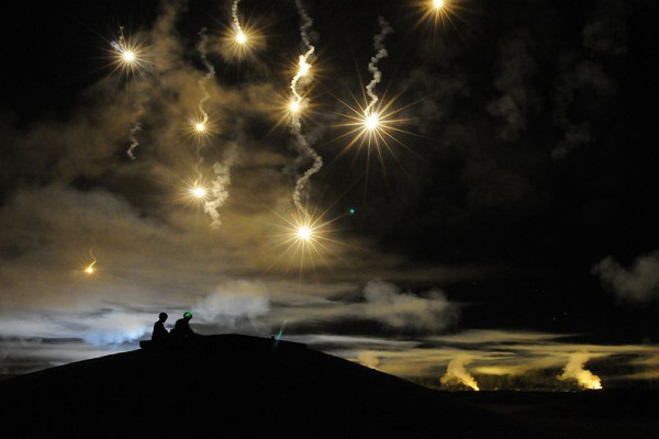 Flares on a military training exercise