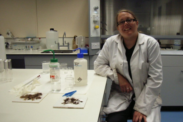 Sarah Hall in her lab where she tests Hair samples