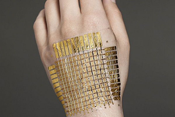 The 2-micron-think foil can bend and conform to a curved surface, including skin. Twenty-seven times lighter than paper, it's imperceptible to wear, according to the inventors.