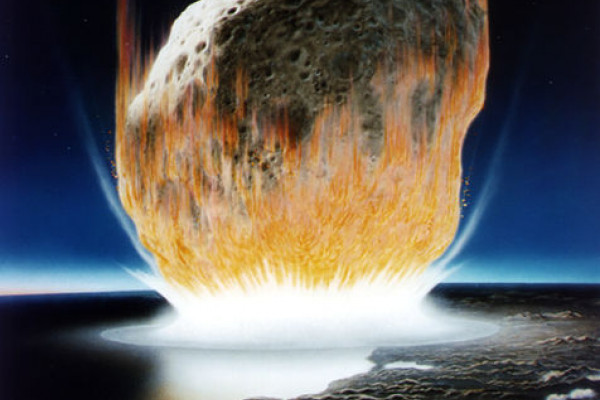 Artist's impression of the Chicxulub asteroid impact