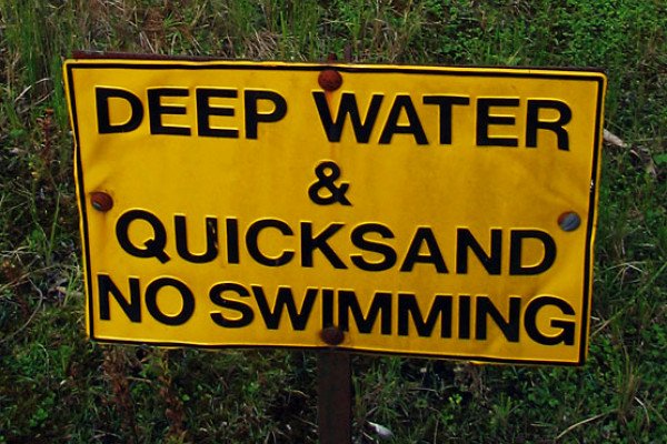Quicksand warning sign